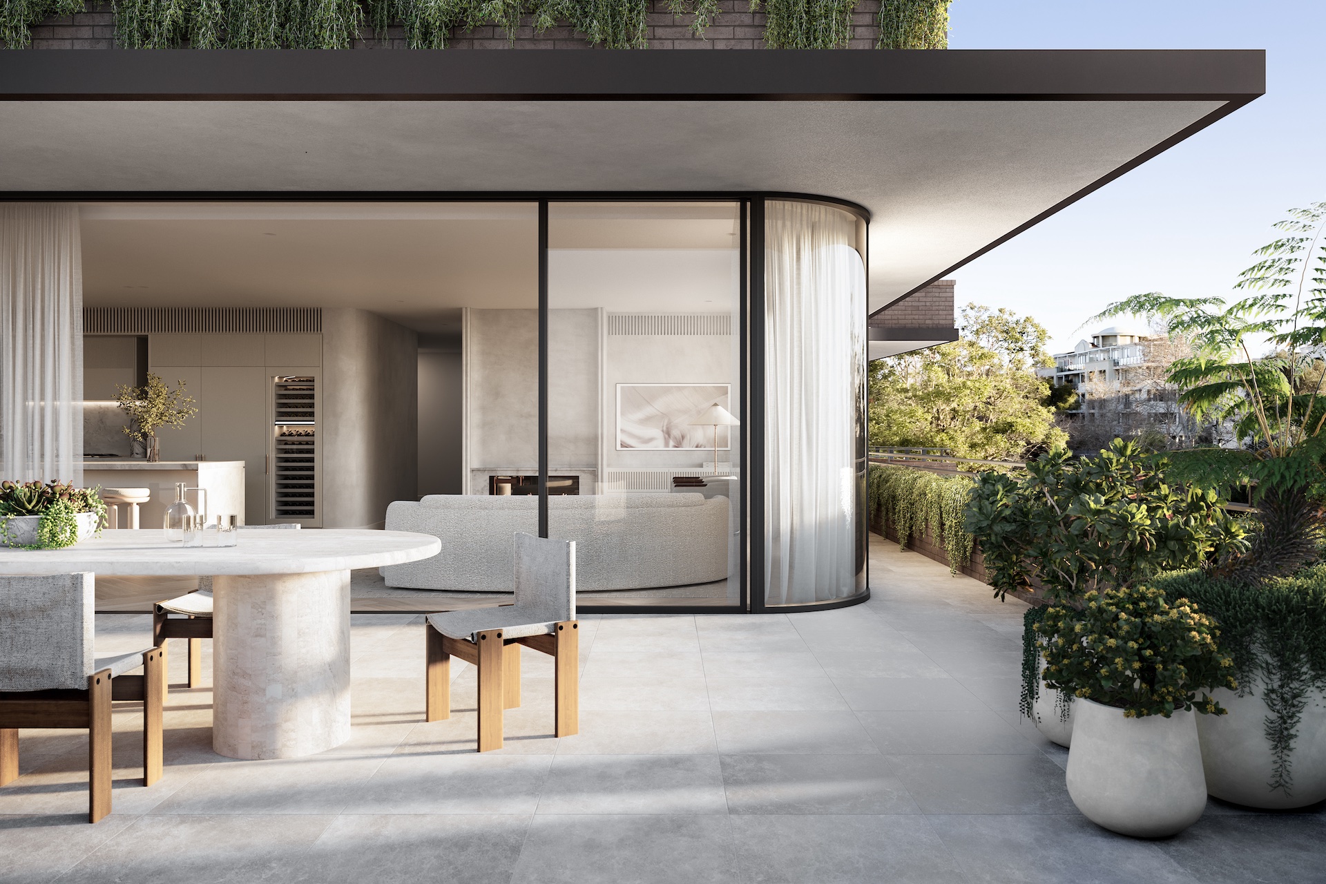 Living and dining with harbour view